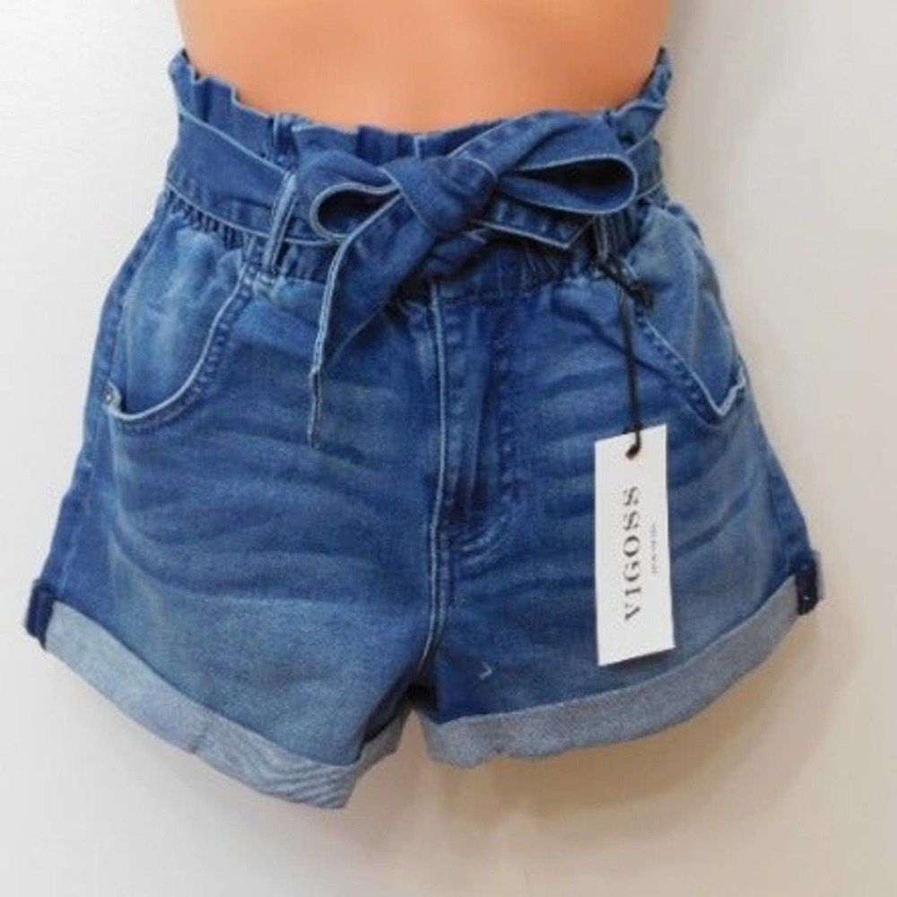 JR5 Vigoss Jeans Blue Juniors' High Rise Paperbag Shorts - Size 25